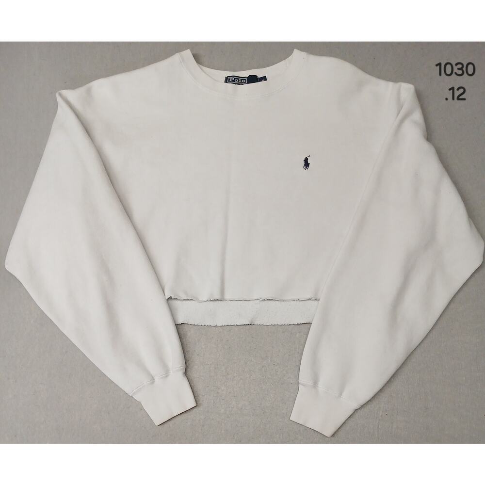 Polo Ralph Lauren (Medium) White Crop Crew Sweatshirt